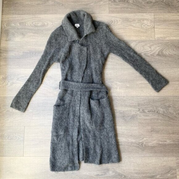 Aritzia Long Cardigan Sweater Duster Mohair Wool Blend Belted Grey Whimsigoth - Picture 6 of 16